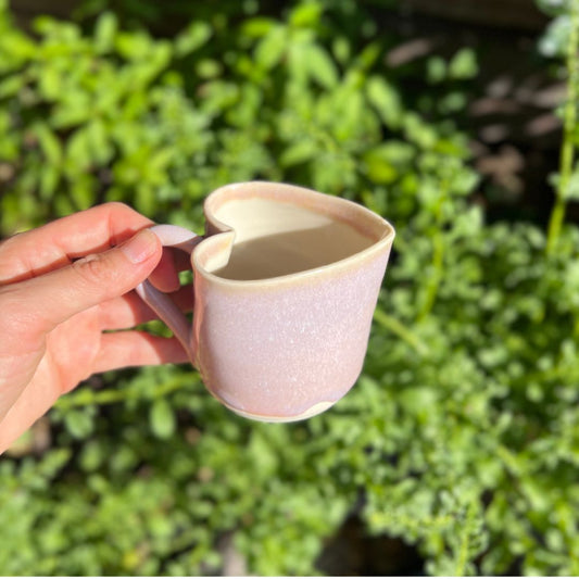 Opal Pink Heart Cup with Handle