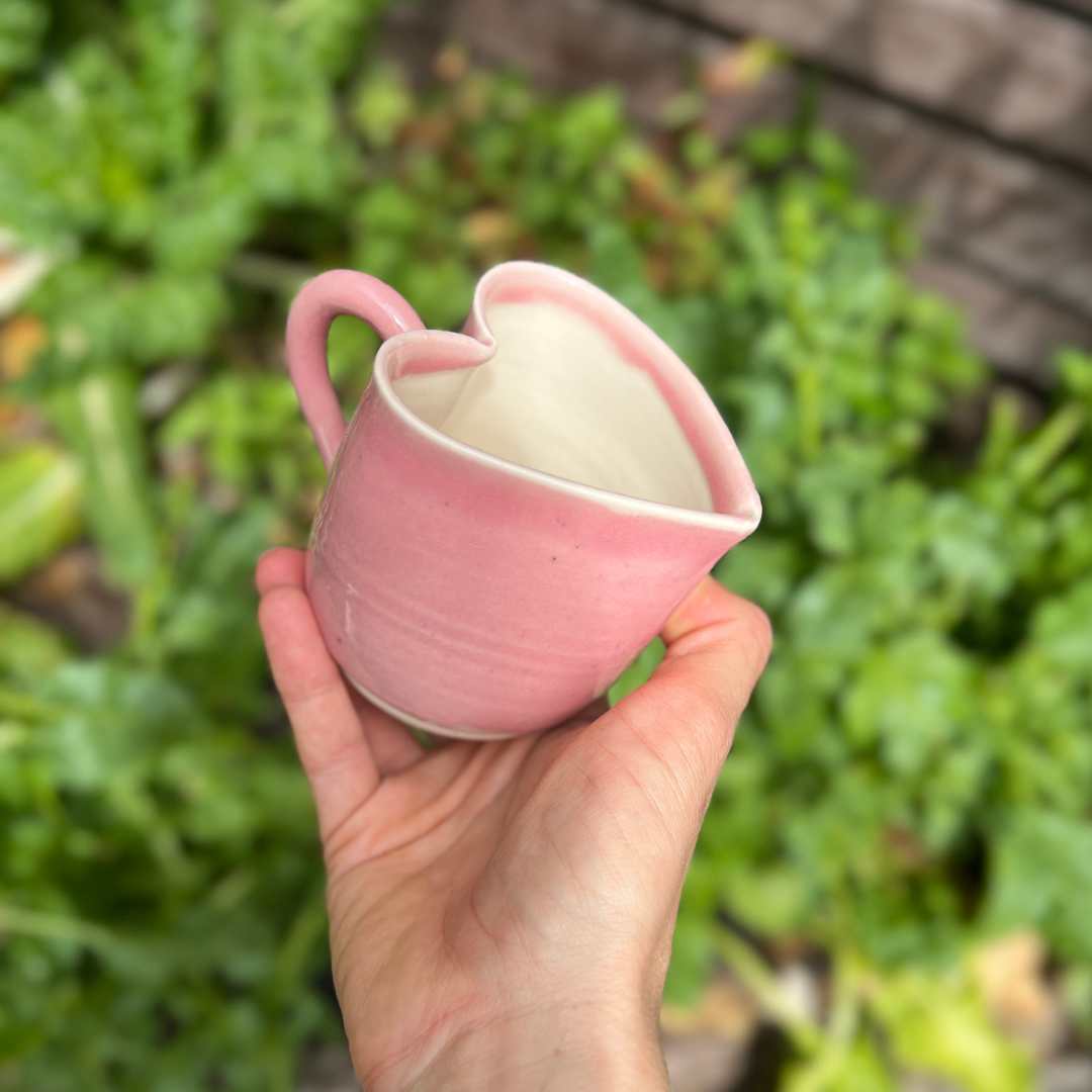 Pink Heart Cup Medium with handle